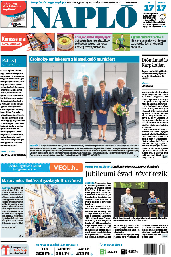 Lapszám: 2026. 05. 15. + MELLÉKLET